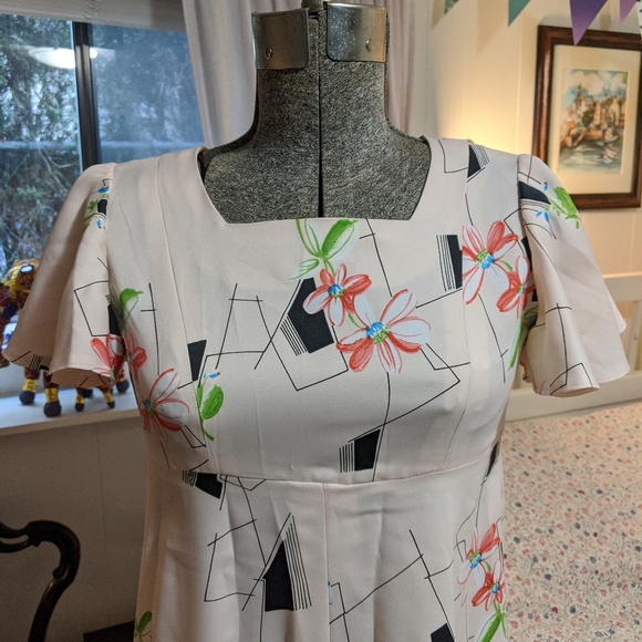 Handmade Pink Patterned Empire Line Gown - Picture 3 of 8